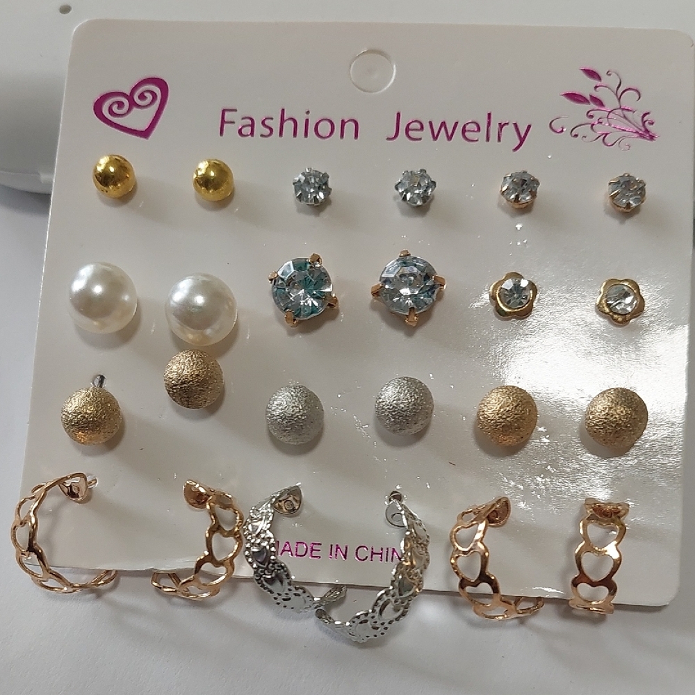 Fashion Jewelry Gold and Silver Earring Set